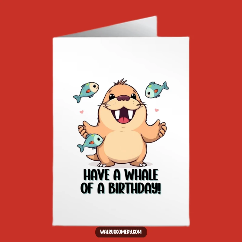 Free Printable Walrus Juggling Birthday Card - Funny DIY Downloadable Gift for Animal Lovers