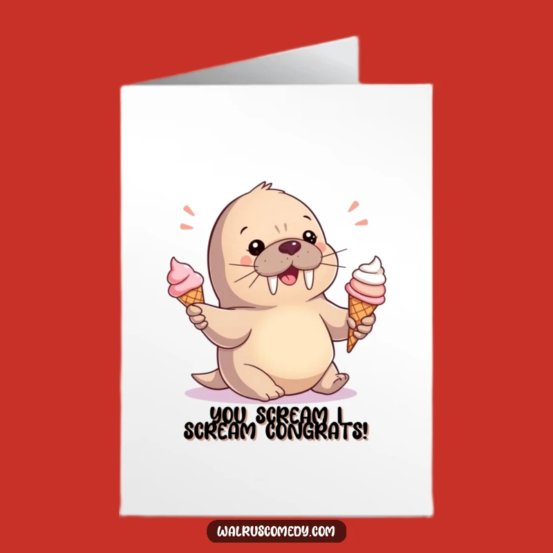 Free Printable Congrats Card: Baby Walrus Ice Cream Star - DIY Celebration