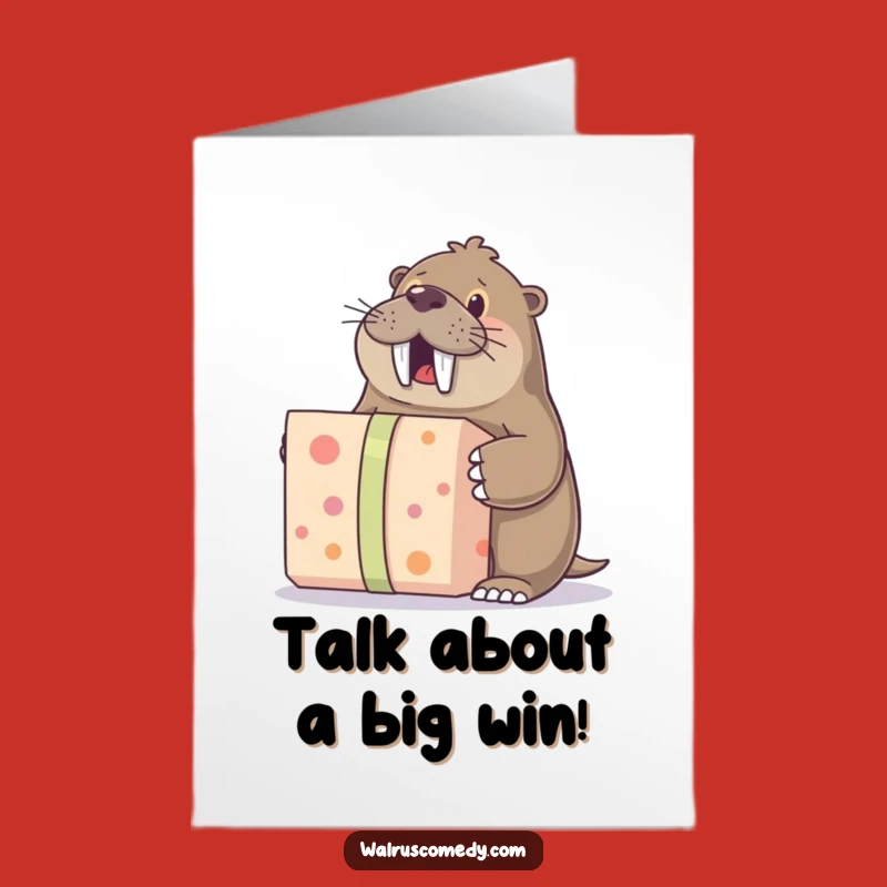 Free Printable Congrats Card: Excited Walrus Surprise - Downloadable Celebration