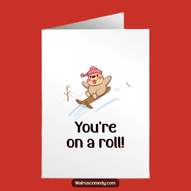 Free Printable Congrats Card: Glee Walrus Snow Adventure - Downloadable Celebration