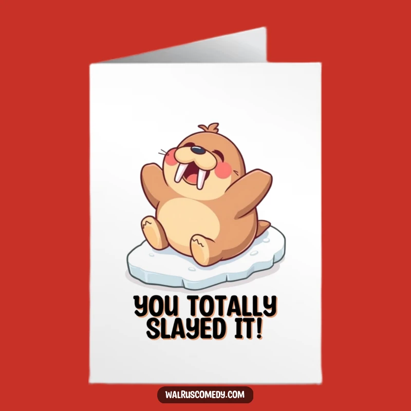 Free Printable Congrats Card: Gleeful Walrus Wins, A Hilarious Downloadable Gift!