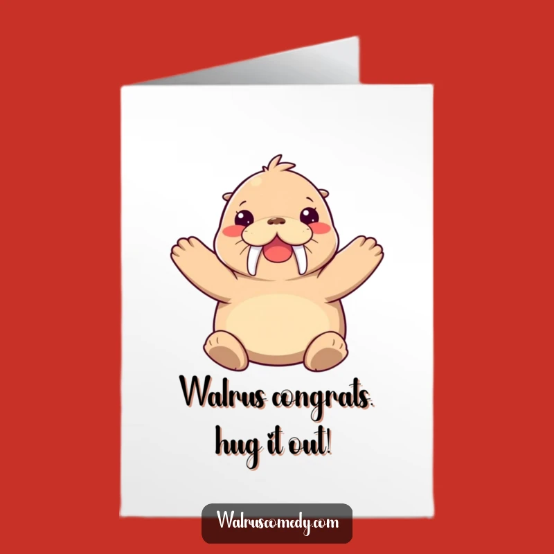 Free Printable Congrats Card: Joyful Walrus Hug, Hilarious Downloadable Gift