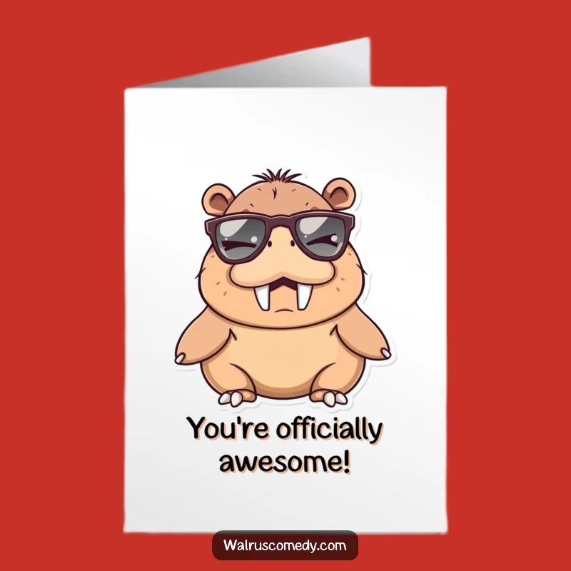 Free Printable Congrats Card: Winking Walrus Shades Funny Downloadable Gift