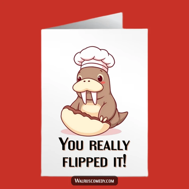 Free Printable Congrats Card: Chef Walrus Clam Success - Downloadable Celebration