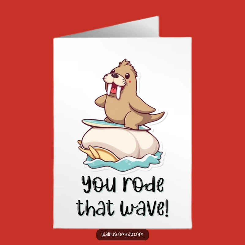Free Printable Congrats Card: Surfing Walrus! Giant Clam Downloadable Achievement