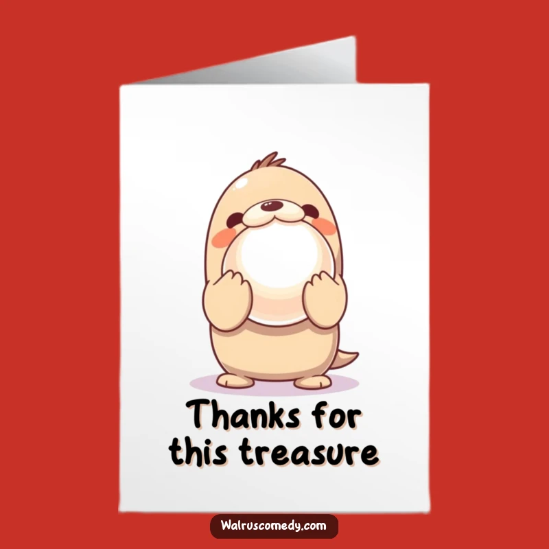 Free Printable Kawaii Walrus Thank You Card: Priceless Gratitude, Funny Downloadable