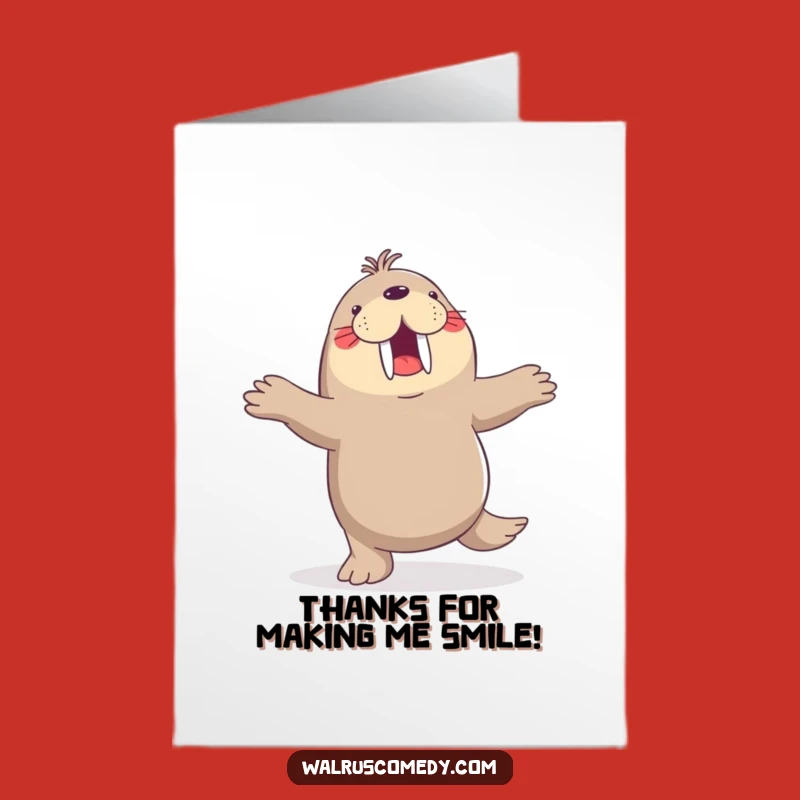 Free Printable Thank You Card: Dancing Walrus, Flippers Up, Downloadable Gratitude Gift