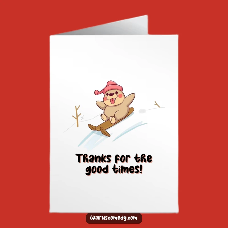 Free Printable Thank You Card: Glee Walrus Winter Fun - Humorous Downloadable