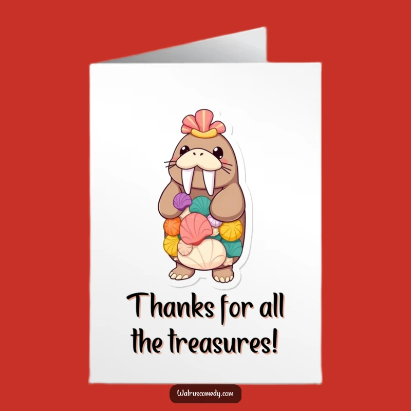 Free Printable Thank You Card: Seashell Walrus Gratitude - Print at Home!