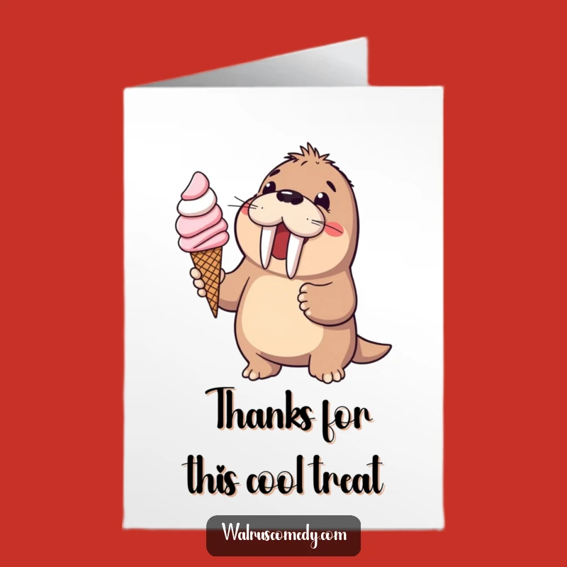 Free Printable Thank You Card: Walrus Ice Cream, Sweet DIY Downloadable Gift
