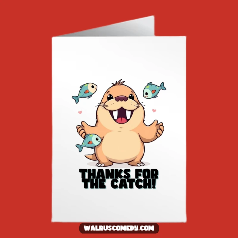Free Printable Walrus Juggling Thank You Card - Funny DIY Downloadable for Gratitude