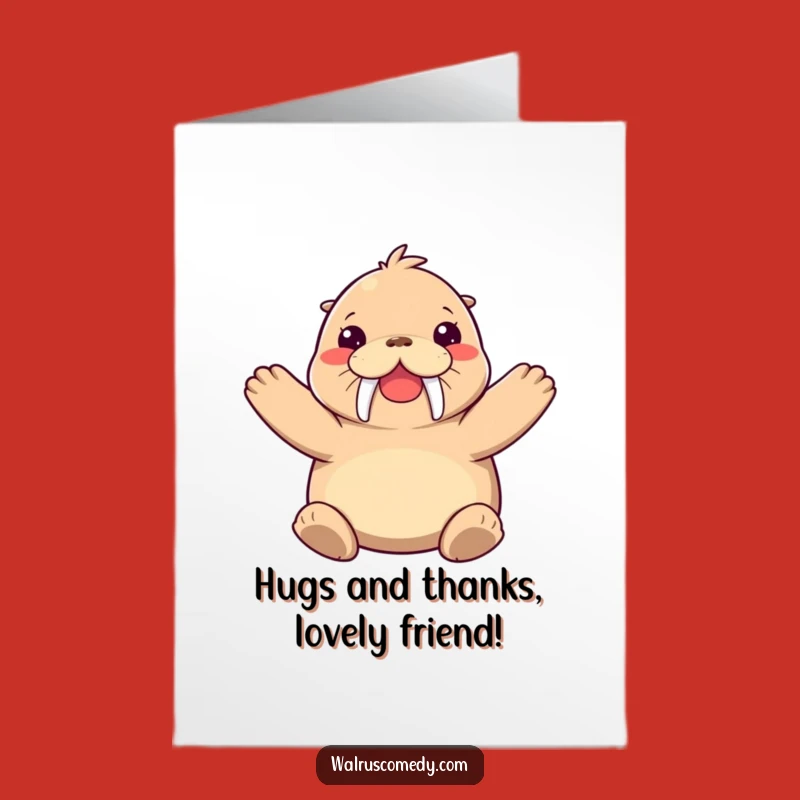 Free Printable Thank You Hug Card: Joyful Walrus, Hilarious Downloadable Gift