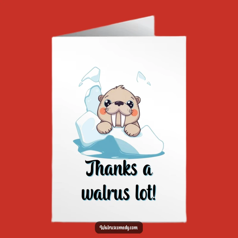 Free Printable Walrus Thank You Card: Big Eyed Iceberg Gratitude for a Fun Downloadable Gift