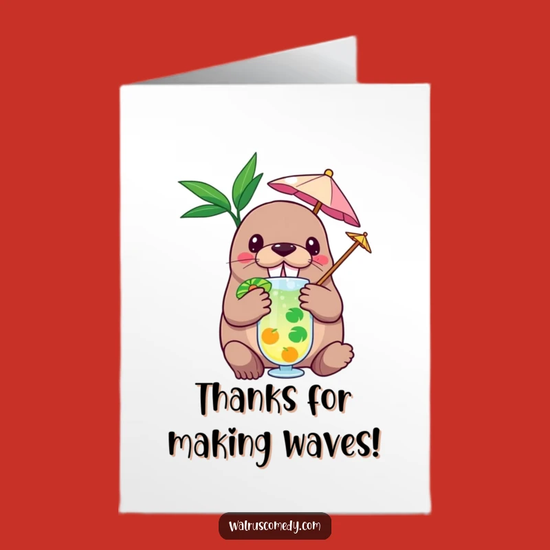 Free Printable Thank You Card: Walrus Tropical Vibes - Humorous DIY Downloadable