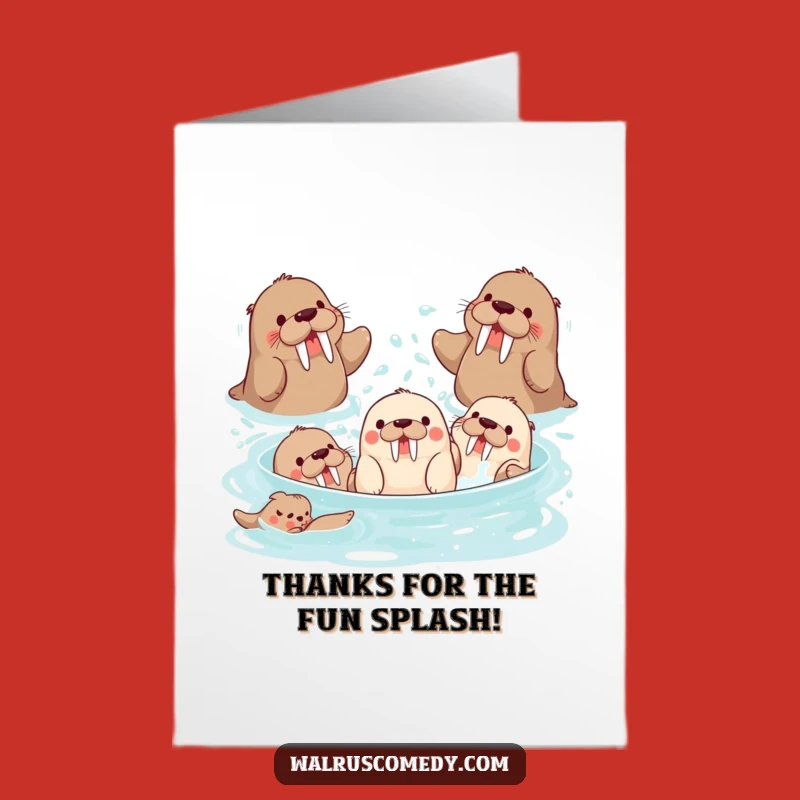 Free Printable Thank You Card: Splashing Walrus Pals, Funny Group Downloadable