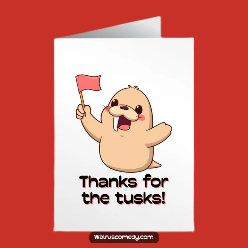 Free Printable Kawaii Walrus Thank You Card: Cute & Funny Downloadable Gift
