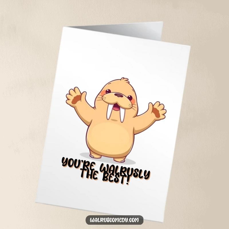 Funny Free Printable Thank You Card of a kawaii walrus performing a hilarious dance move, expressing thanks with flair.