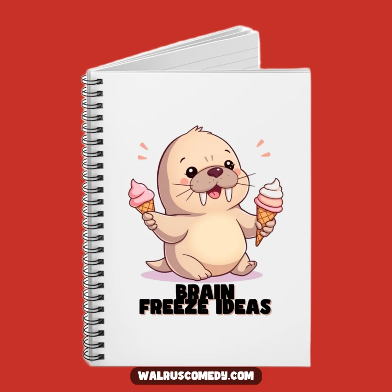 Funny Baby Walrus Ice Cream Notebook - Cute Journal for Sweet Ideas Gift