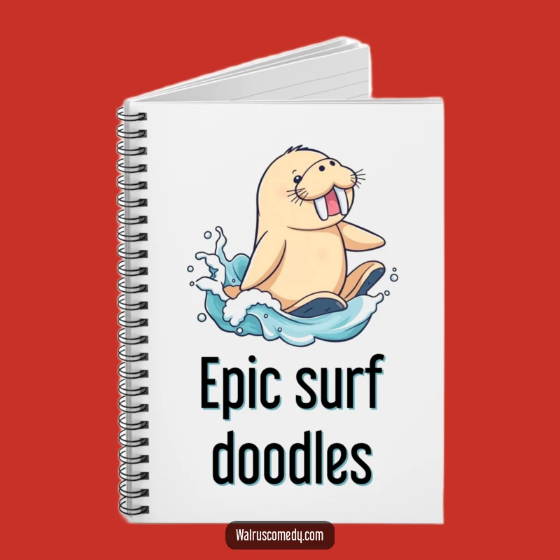 Funny Surfing Walrus Notebook - Hilarious Journal for Your Ideas Gift