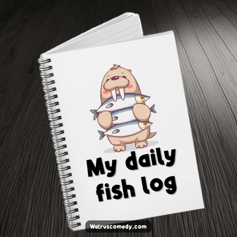 Funny Walrus Notebook: A walrus happily balances a tall stack of fish on its nose, ready to hold your notes and ideas.