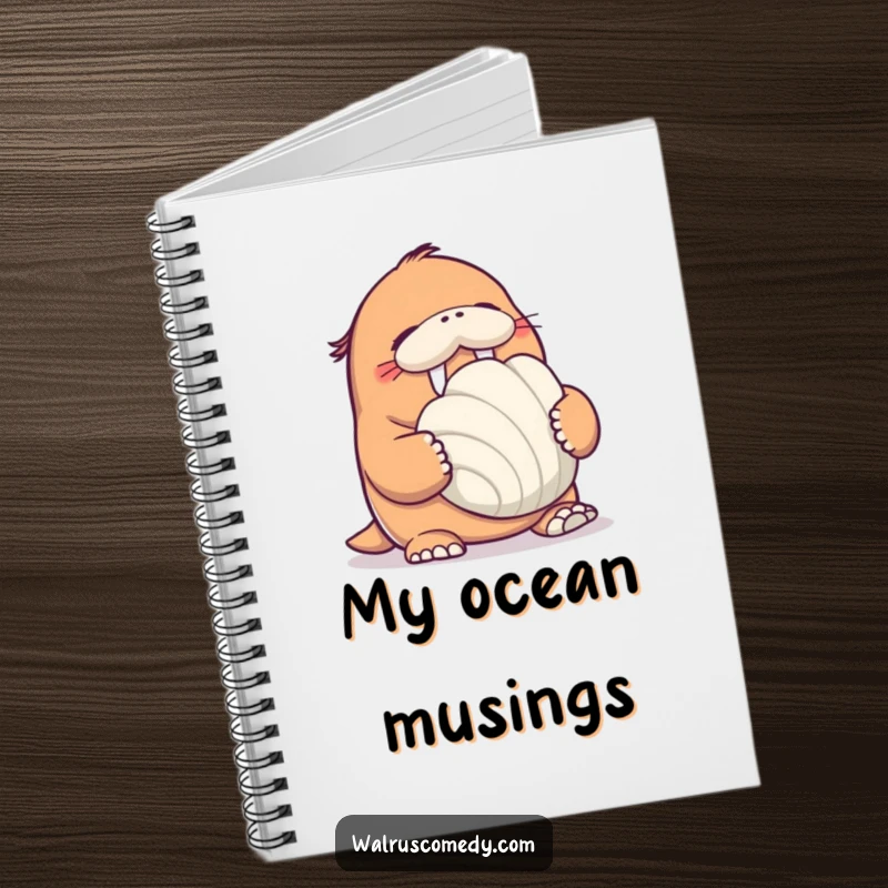 Funny Walrus Notebook: A walrus giggles gleefully while holding a giant seashell, ready to hold your thoughts and inspirations.
