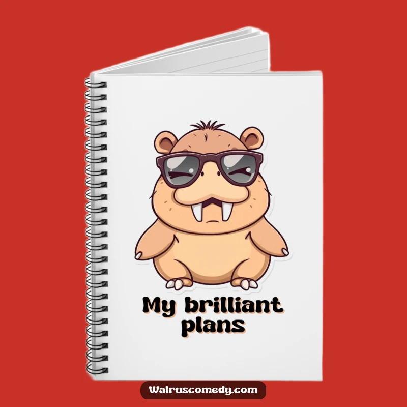 Funny Walrus Sunglasses Notebook, Humorous Journal Gift for Cool Ideas