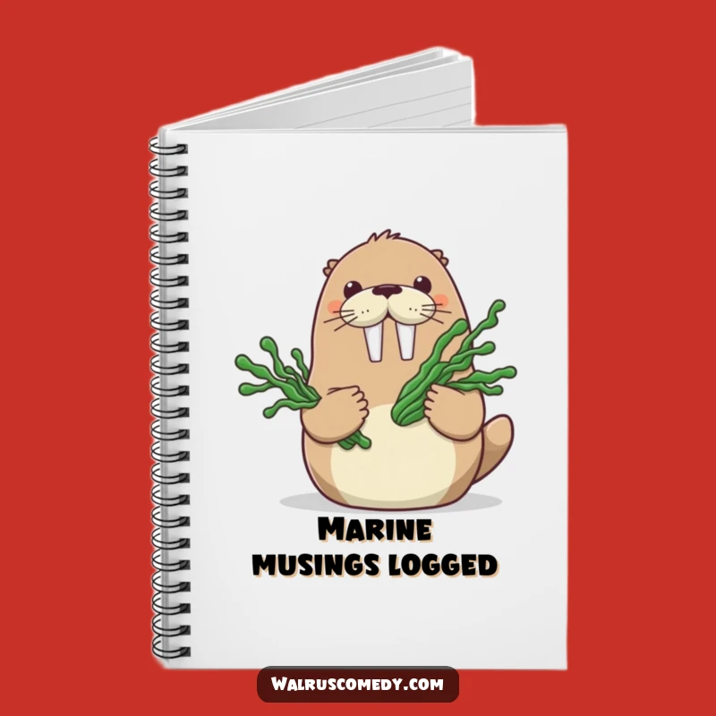Funny Walrus Seaweed Bouquet Notebook - Cheerful Cartoon Walrus Journal, Perfect Funny Gift