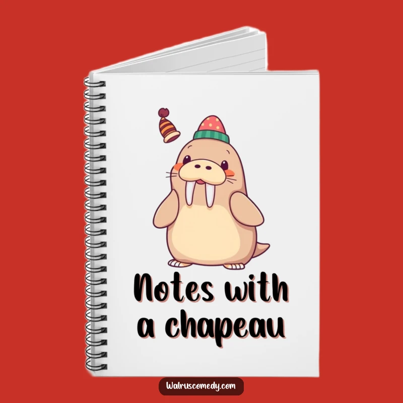 Funny Kawaii Walrus Hat Tusk Notebook - Whimsical Journal, Hilarious Gift