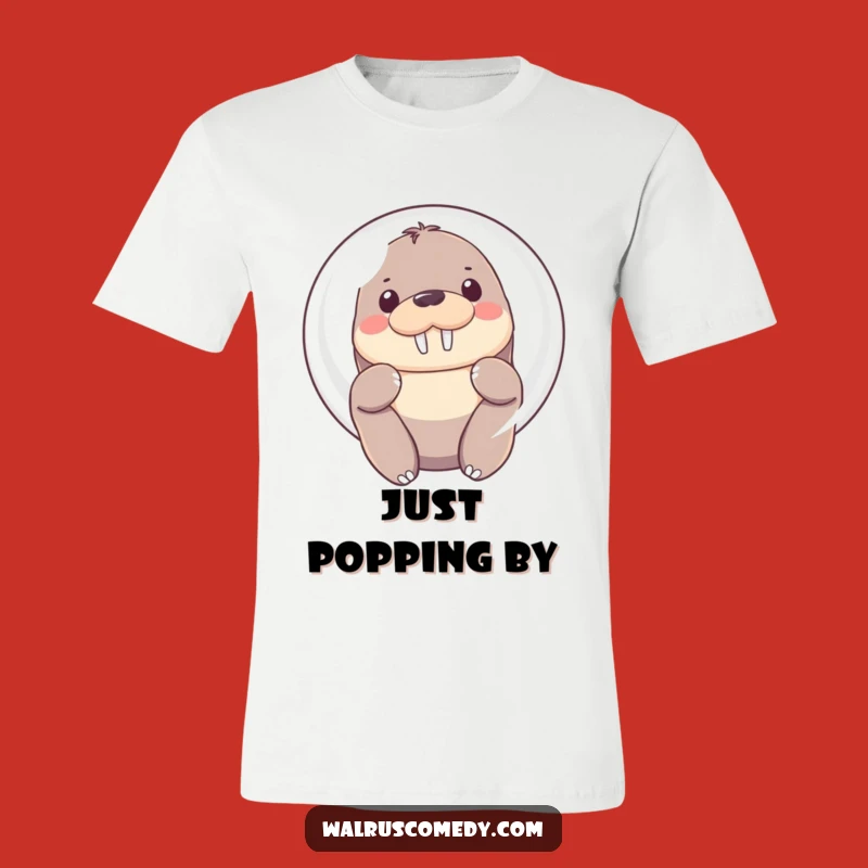 Funny Shy Walrus T-Shirt - Bubble Peek-a-boo, Great Funny Gift for Introverts