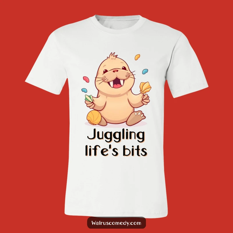 Funny Walrus Juggling Seashells T-Shirt, Joyful Kawaii Design, Great Funny Gift