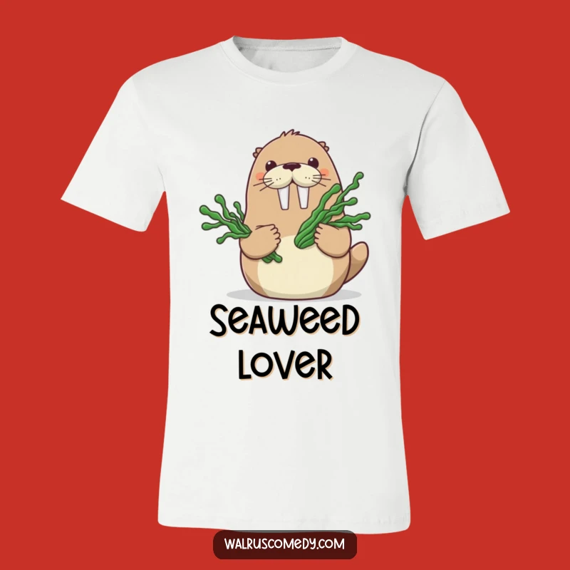 Funny Walrus Seaweed Bouquet T-Shirt - Cute Cartoon Walrus Apparel, Perfect Funny Gift