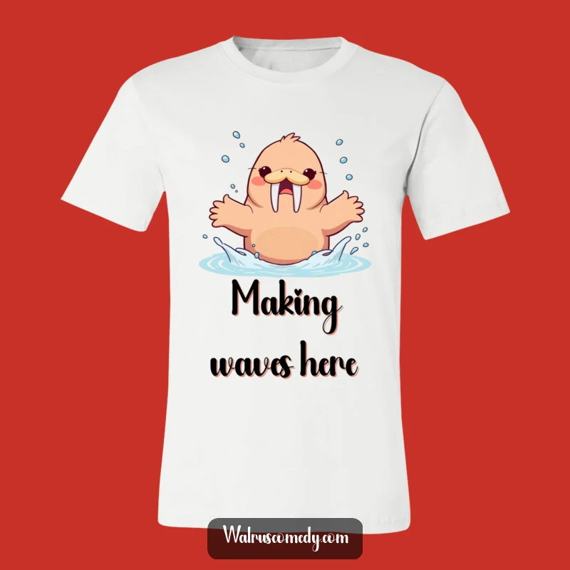 Funny Walrus Splashing Water T-Shirt, Energetic Kawaii Design, Great Funny Gift
