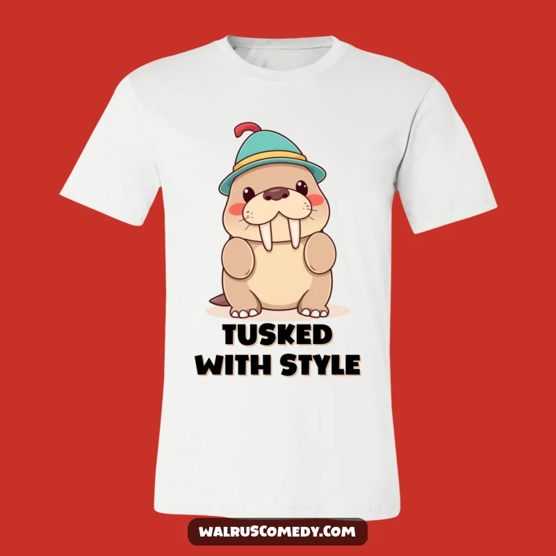 Funny Walrus Hat Trick T-Shirt, Whimsical Kawaii Design, Great Funny Gift