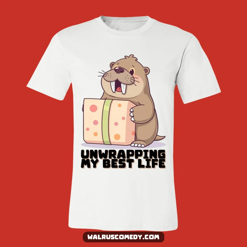 Funny Surprise Walrus T-Shirt: Hilarious Gift Opening Tee for Excited People!
