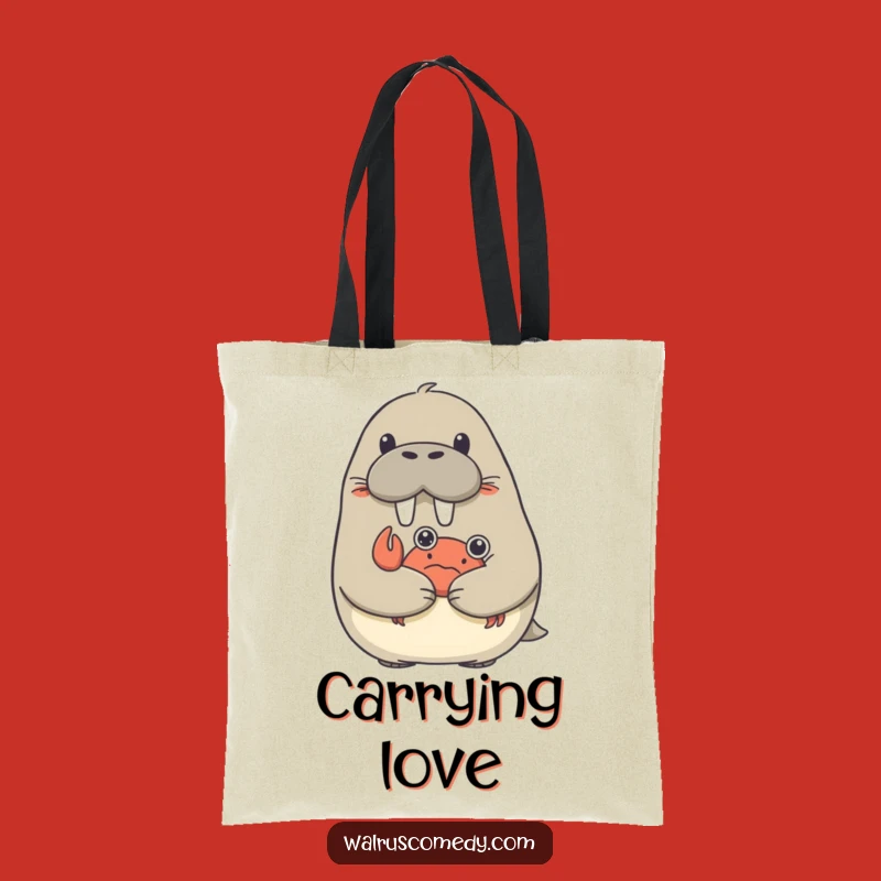 Funny Walrus Hug Tote Bag - Carry Your Cute Feelings