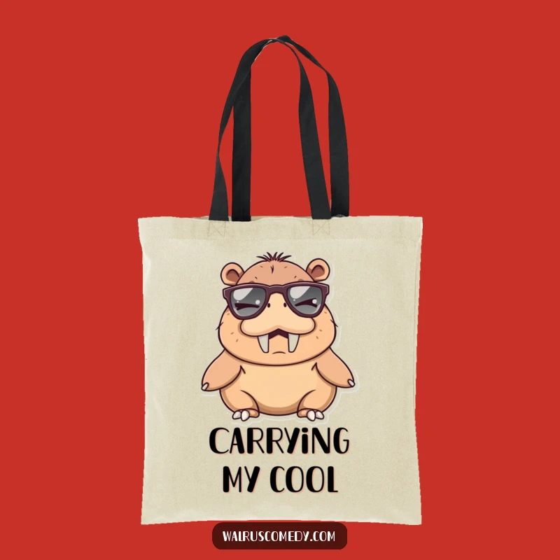Funny Winking Walrus Tote Bag, Humorous Accessory Gift for Beach Goers