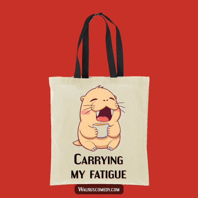 Funny Tired Walrus Yawn Tote Bag: Carry Your Need for Caffeine