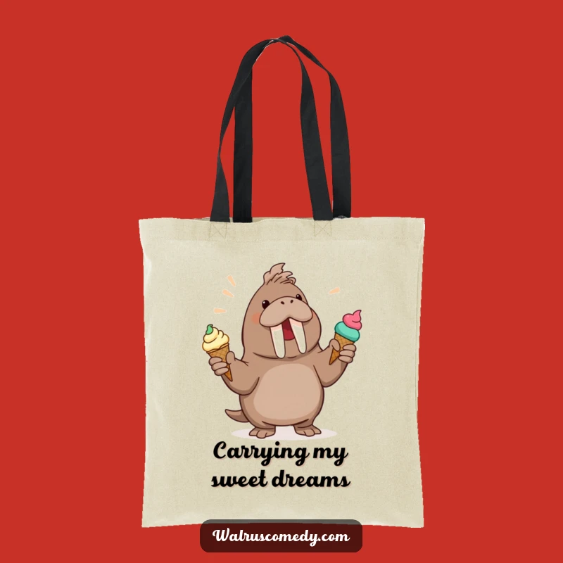 Funny Walrus Juggling Ice Cream Tote Bag: Stylish and Hilarious Carry-All