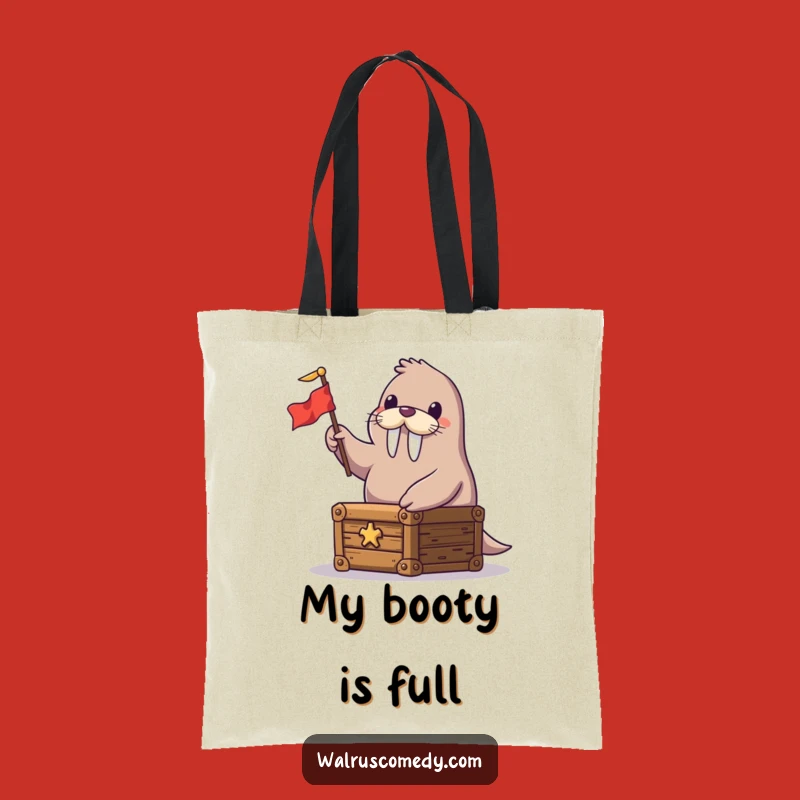 Funny Happy Walrus Waving Flag Tote Bag - Carry Your Humor in Style