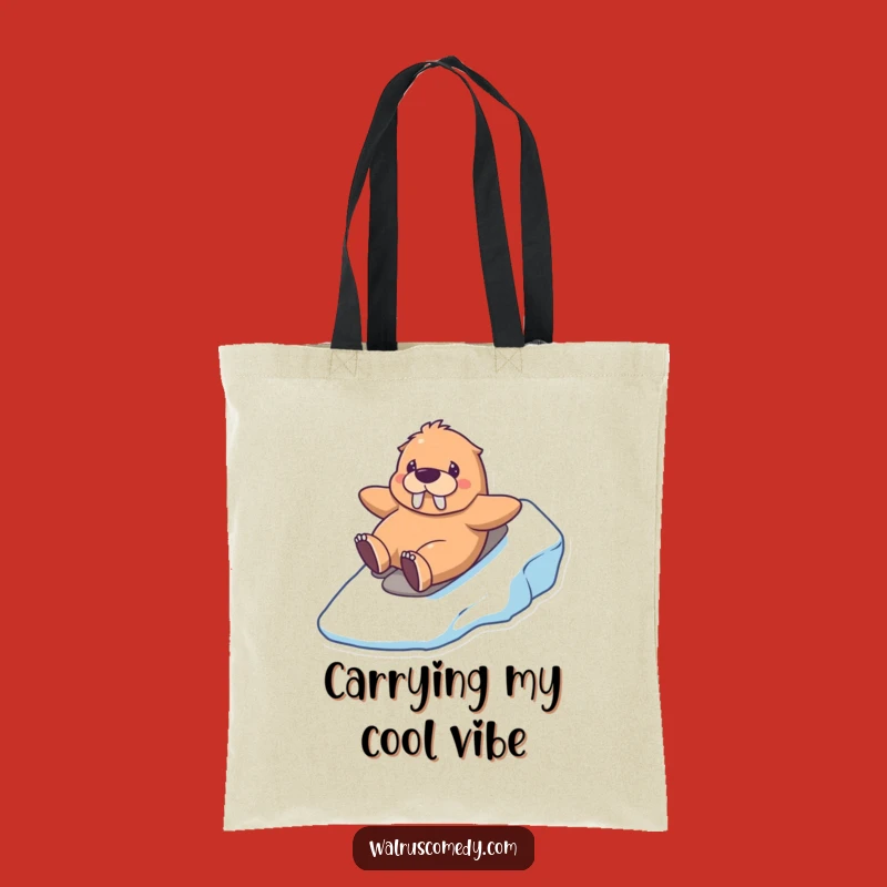 Funny Kawaii Walrus Icy Slide Tote Bag: Carry Your Winter Fun