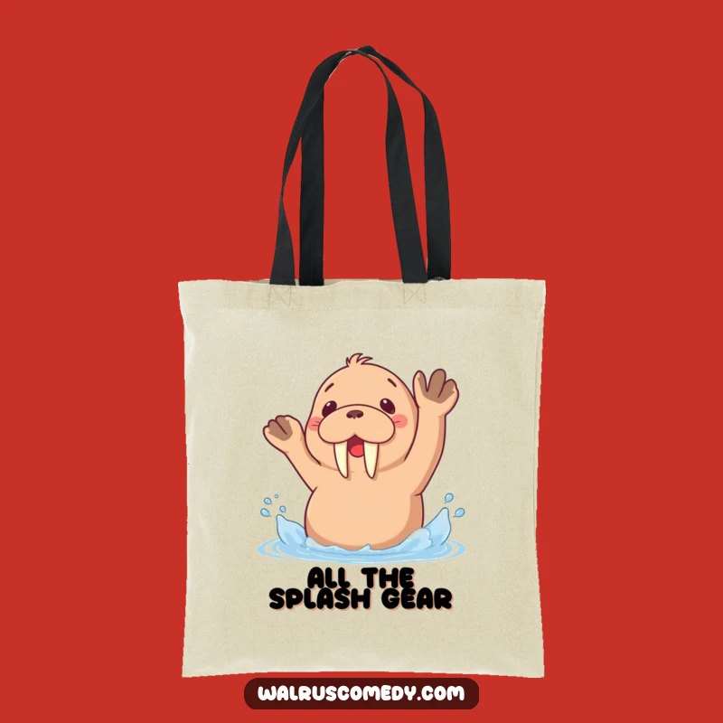 Funny Kawaii Walrus Splashing Tote Bag: Carry Your Fun Everywhere!