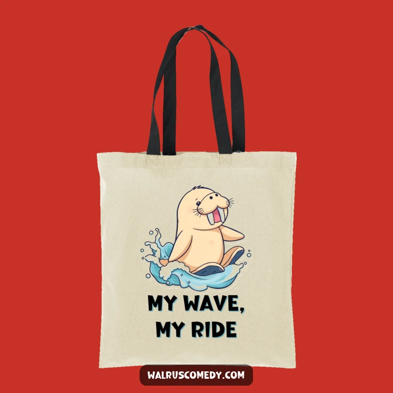 Funny Surfing Walrus Tote Bag - Hilarious Beach Companion Gift