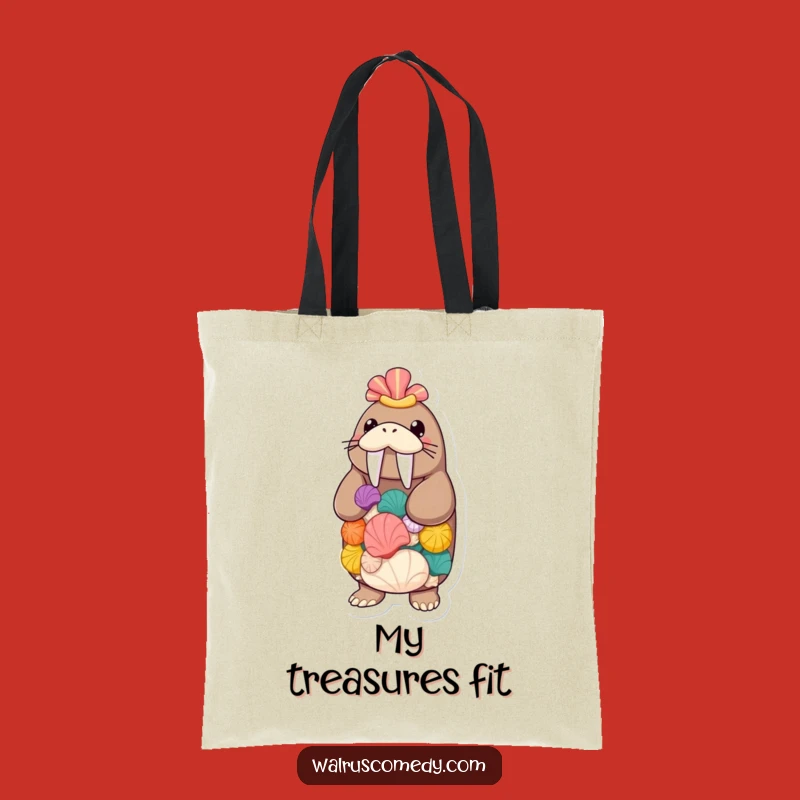 Funny Walrus Seashell Tote Bag - Carry Your Treasures with Style!