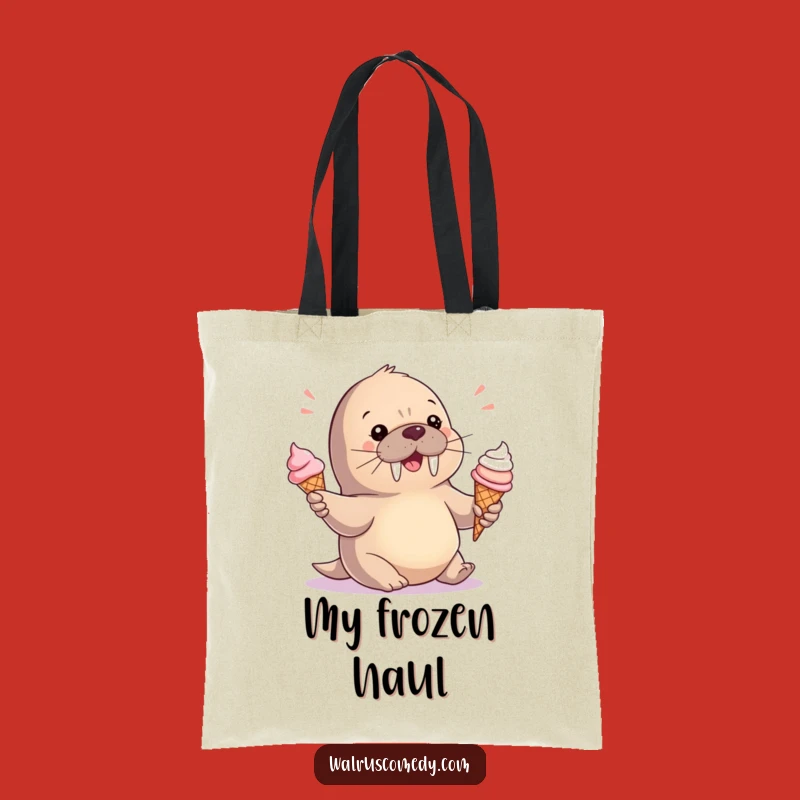 Funny Baby Walrus Ice Cream Tote Bag - Cute Carry-All Gift