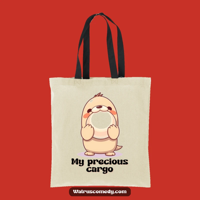 Funny Walrus Pearl Tote Bag - Ocean Treasure Hunter, Chic Funny Gift