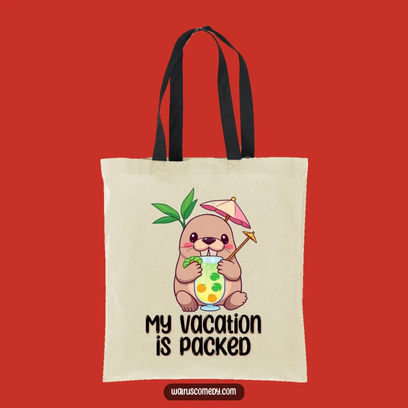 Funny Walrus Tropical Tote Bag: Hilarious Beach Lover Accessory Gift!